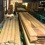 Industrial roundwood production at a wood treatment facility