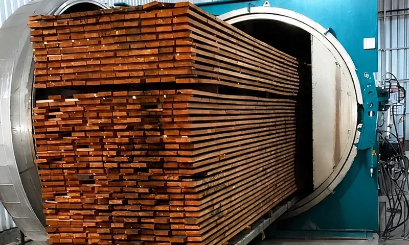 Thermally modified wood leaving a Moldrup TMT plant in Chile