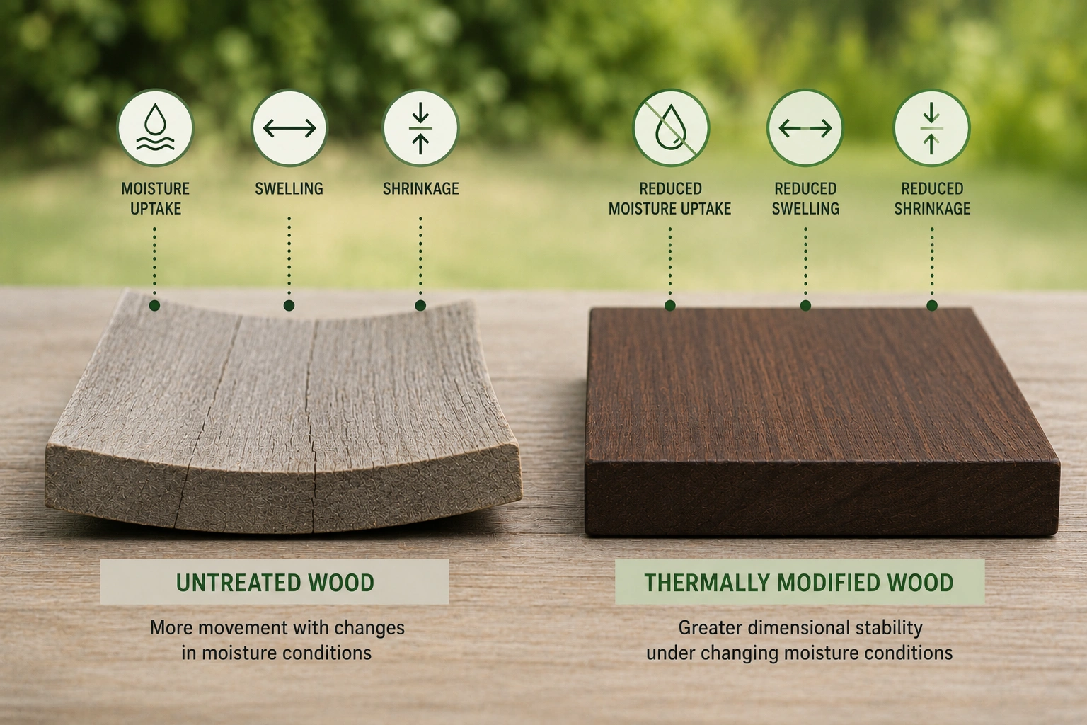 Research illustration accompanying the NRRI study of thermally modified wood